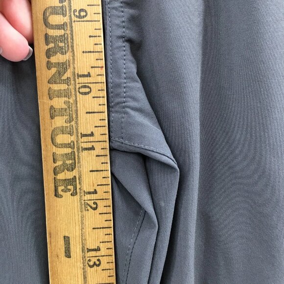 Eddie Bauer Flexion Chino Shorts Mens 32 (actual 33x9.5) Gray Mid Rise Zip Fly - Picture 11 of 16